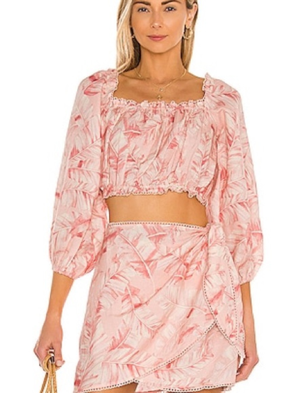 Show Me Your Mumu Claudia Crop Top Iva Wrap Skirt 2 Piece Set Pink L